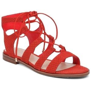 Vince Camuto Gladiator Leather Lace Up Sandals Red